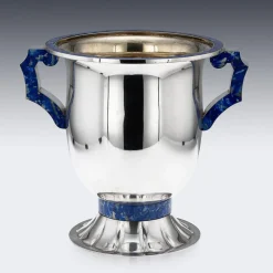 Großer Italienischer Vintage Weinkühler aus Silber & Lapislazuli, 1970