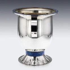 Großer Italienischer Vintage Weinkühler aus Silber & Lapislazuli, 1970