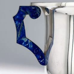 Großer Italienischer Vintage Weinkühler aus Silber & Lapislazuli, 1970