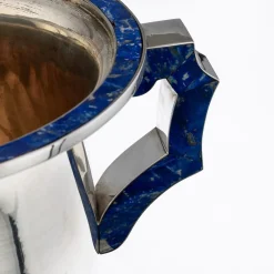 Großer Italienischer Vintage Weinkühler aus Silber & Lapislazuli, 1970