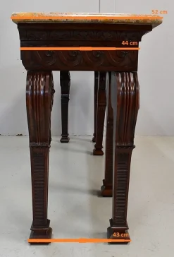Großer Mahagoni Konsolentisch im Louis XVI Stil mit Marmorplatte
