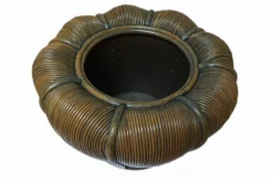 Großer Mid-Century Modern Rattan Übertopf aus Bambus, 1970er