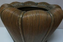 Großer Mid-Century Modern Rattan Übertopf aus Bambus, 1970er