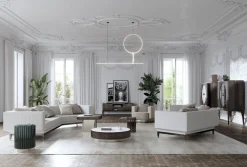 Großer moderner runder italienischer Couchtisch mit Keramikplatte und Holzgestell von Kabinet