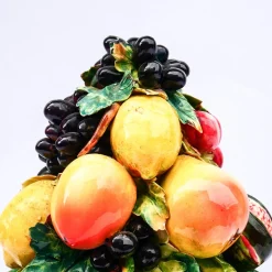 Großer Obstkorb aus Porzellan im Capodimonte-Stil, 1950er