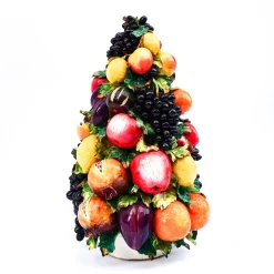 Großer Obstkorb aus Porzellan im Capodimonte-Stil, 1950er