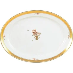Großer ovaler goldener Servierteller aus Porzellan von Royal Copenhagen, 1966
