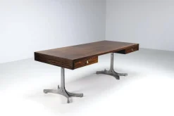 Großer Schreibtisch aus Palisander von Trau Arredamenti Metallici SPA, Italien, 1960er