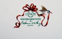 Große Runde Winter Greetings Schale Catherine McClung für Lenox, 2000er