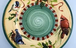 Große Runde Winter Greetings Schale Catherine McClung für Lenox, 2000er
