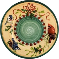 Große Runde Winter Greetings Schale Catherine McClung für Lenox, 2000er