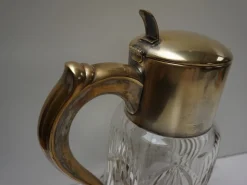 Großer Vintage Krug aus vergoldetem Kristallglas mit Eiseinsatz, 1930er