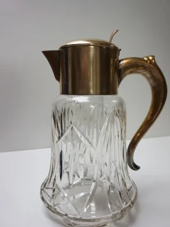 Großer Vintage Krug aus vergoldetem Kristallglas mit Eiseinsatz, 1930er