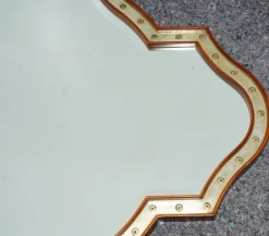 Großer Wandspiegel mit Rahmen aus Kirschholz und Blattgold von Grange Paris, France