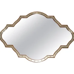 Großer Wandspiegel mit Rahmen aus Kirschholz und Blattgold von Grange Paris, France