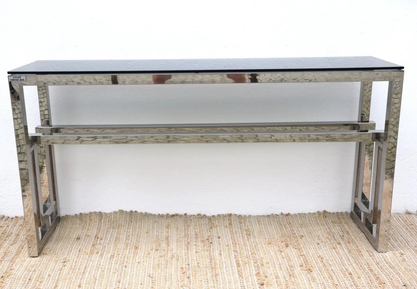Großer Werkstatttisch aus Edelstahl & Glas von Christian Maas