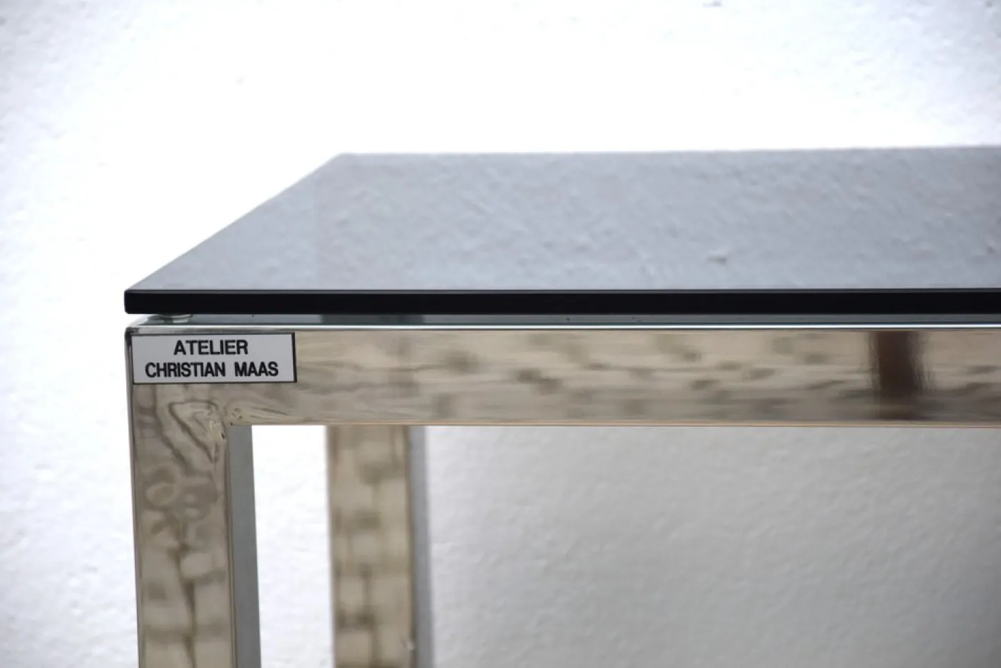 Großer Werkstatttisch aus Edelstahl & Glas von Christian Maas