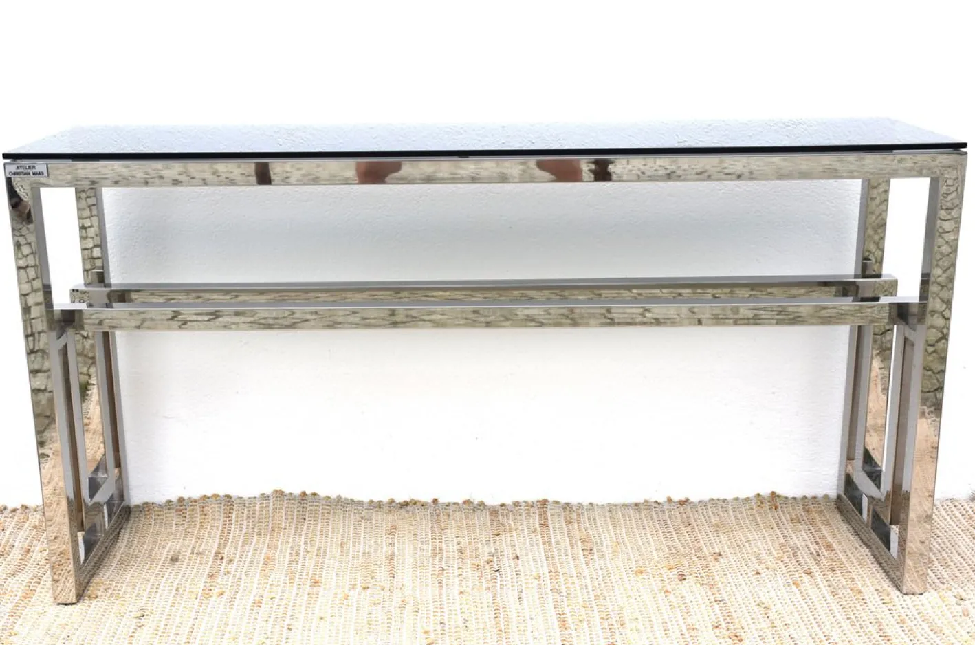 Großer Werkstatttisch aus Edelstahl & Glas von Christian Maas