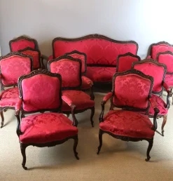 Großer Wohnzimmersitz im Louis XV-Stil, 12 . Set