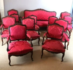 Großer Wohnzimmersitz im Louis XV-Stil, 12 . Set