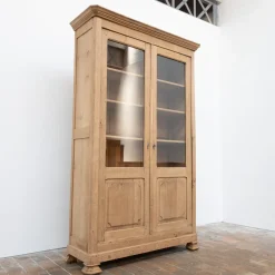 Großes Bücherregal aus Eiche mit Glasfront, 1880