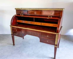 Großes französisches Mahagoni-Zylinderbüro