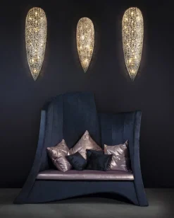 Große silberne Arabesque Hängelampe aus Stahl & Kristallglas von VGnewtrend