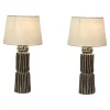 Große Sillons Keramik Lampen mit Pergament Lampenschirmen von Atelier Cabanel, 2er Set