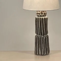 Große Sillons Keramik Lampen mit Pergament Lampenschirmen von Atelier Cabanel, 2er Set