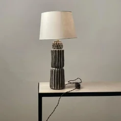 Große Sillons Keramik Lampen mit Pergament Lampenschirmen von Atelier Cabanel, 2er Set