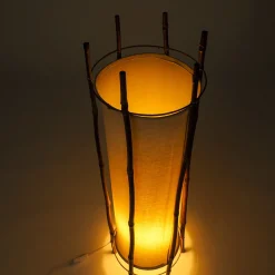 Große Stehlampe aus Bambus & Leinen von Louis Sognot, 1960er
