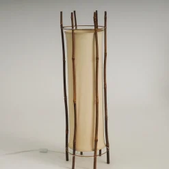 Große Stehlampe aus Bambus & Leinen von Louis Sognot, 1960er