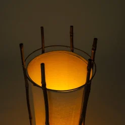 Große Stehlampe aus Bambus & Leinen von Louis Sognot, 1960er