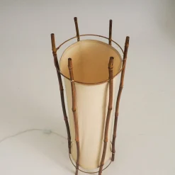 Große Stehlampe aus Bambus & Leinen von Louis Sognot, 1960er