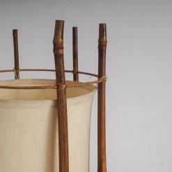 Große Stehlampe aus Bambus & Leinen von Louis Sognot, 1960er