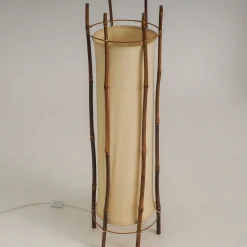Große Stehlampe aus Bambus & Leinen von Louis Sognot, 1960er