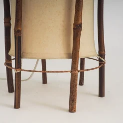 Große Stehlampe aus Bambus & Leinen von Louis Sognot, 1960er