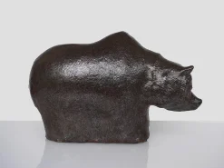 Große texturierte deutsche Bärenskulptur aus glasierter Keramik von Rudi Stahl, 1970er