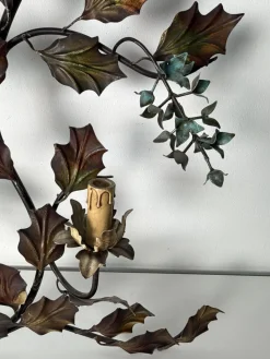 Große Wandlampe mit Vier Leuchten aus Verziertem Schmiedeeisen, 1960