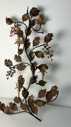 Große Wandlampe mit Vier Leuchten aus Verziertem Schmiedeeisen, 1960