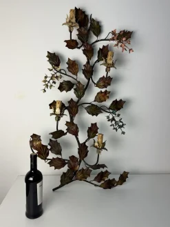 Große Wandlampe mit Vier Leuchten aus Verziertem Schmiedeeisen, 1960