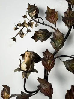 Große Wandlampe mit Vier Leuchten aus Verziertem Schmiedeeisen, 1960