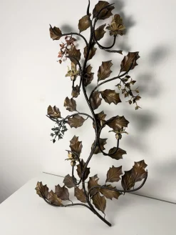 Große Wandlampe mit Vier Leuchten aus Verziertem Schmiedeeisen, 1960