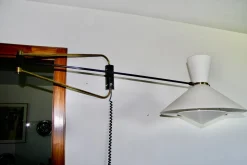 Große Wandleuchte mit zwei Armen von Robert Mathieu, Frankreich, 1950