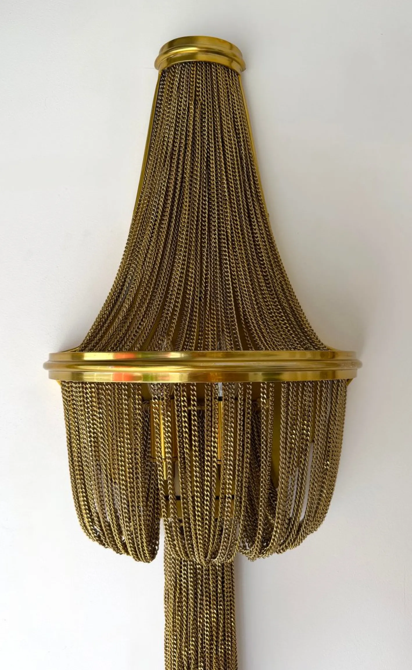 Große Wandleuchten aus Messing in Armband- und Ketten-Optik, 2er Set