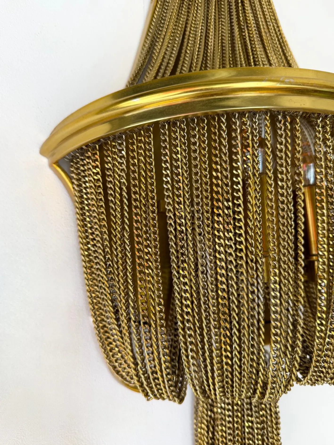 Große Wandleuchten aus Messing in Armband- und Ketten-Optik, 2er Set