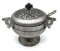 Große Zinn Suppenterrine mit Deckel und Schöpfkelle von Pewter Mastad, Norwegen, 1950er, 2er Set
