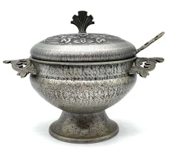 Große Zinn Suppenterrine mit Deckel und Schöpfkelle von Pewter Mastad, Norwegen, 1950er, 2er Set