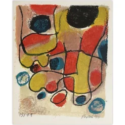 Gustav Bolin, Composition en Jaune et Rouge, 1974, Lithographie