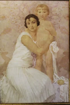 Gustave Lorain, Die Mutter und das Kind, 1930, Lithographie